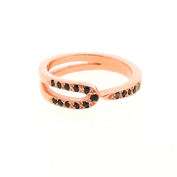 Rose Gold Black Spinel Travelling stackable band