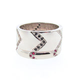 Find Your Direction Wide Band in White Gold, Spinel and Diamond