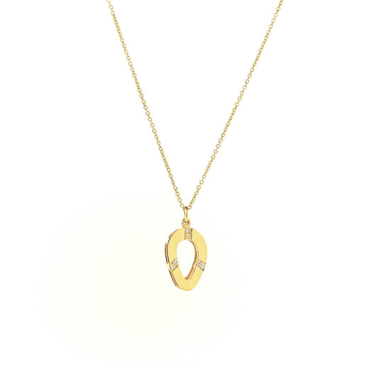 yellow gold diamond oval Halo diamond pendant