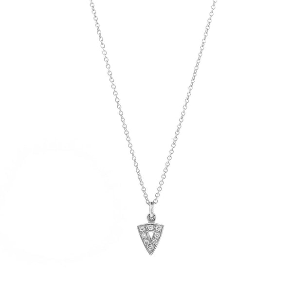 white gold diamond mini arrow head pendant