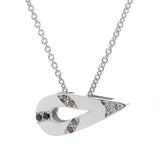 White Gold Small Travelling Pendant with White Diamonds, Champagne Diamonds and Black Spinels