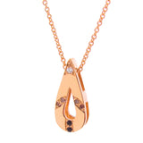 Rose Gold Small Travelling Pendant with White Diamonds, Champagne Diamonds and Black Spinels