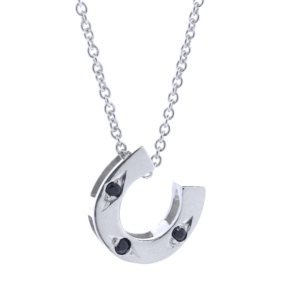 sterling silver black spinel horseshoe pendant