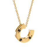 yellow gold black spinel horseshoe pendant