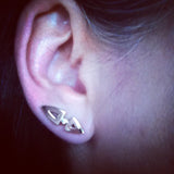 yellow gold diamond double arrow head ear climber