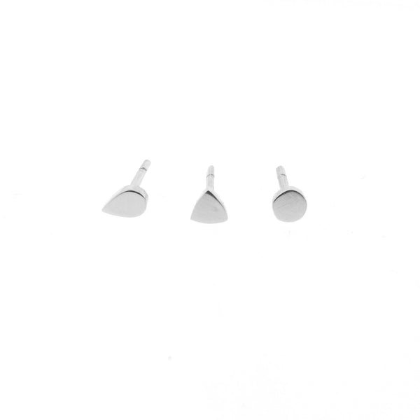 white gold mini- dot, triangle or drop stud