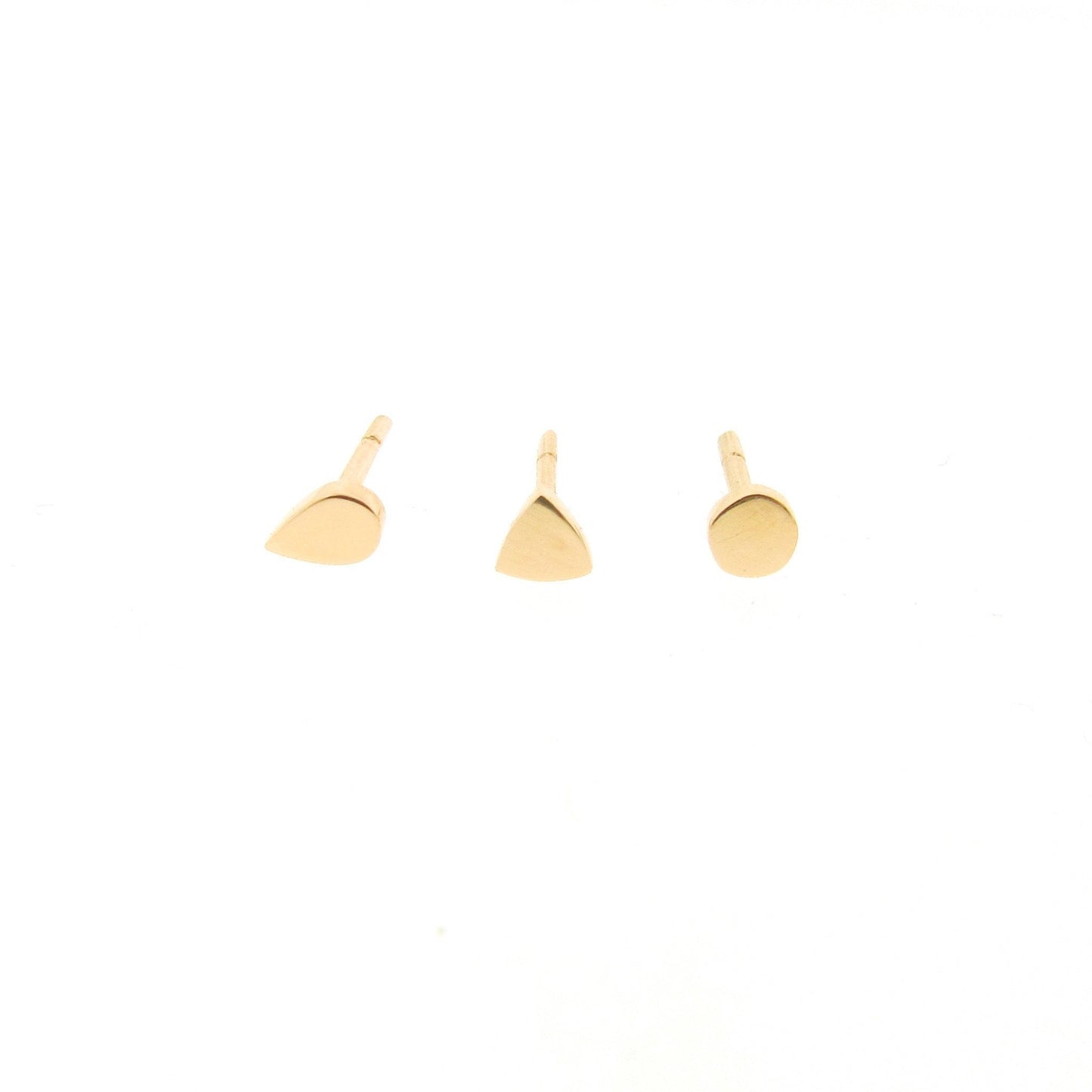 yellow gold mini- dot, triangle or drop stud