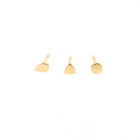 yellow gold mini- dot, triangle or drop stud