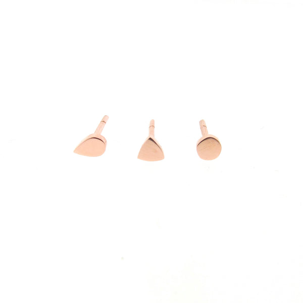 rose gold mini- dot, triangle or drop stud