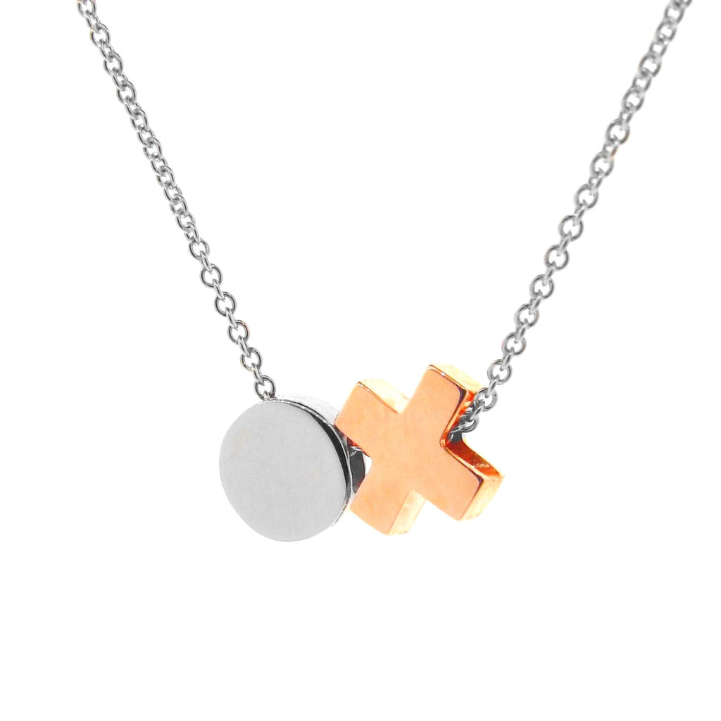 Silver and Rose Gold Kiss Hug Necklace or anklet