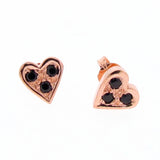 Rose Gold Black Diamond or Spinel Baby Heart Stud Earrings