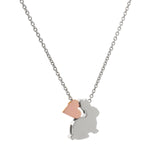 Sterling Silver & Rose Gold Bunny heart Necklace