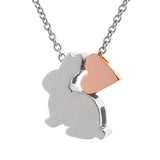 Sterling Silver & Rose Gold Bunny heart Necklace