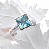 White Gold Diamond & Aquamarine Ring