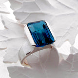 White gold London Blue Topaz 70's Cocktail Ring