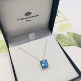 Sterling Silver Large Synthetic Aquamarine Necklace