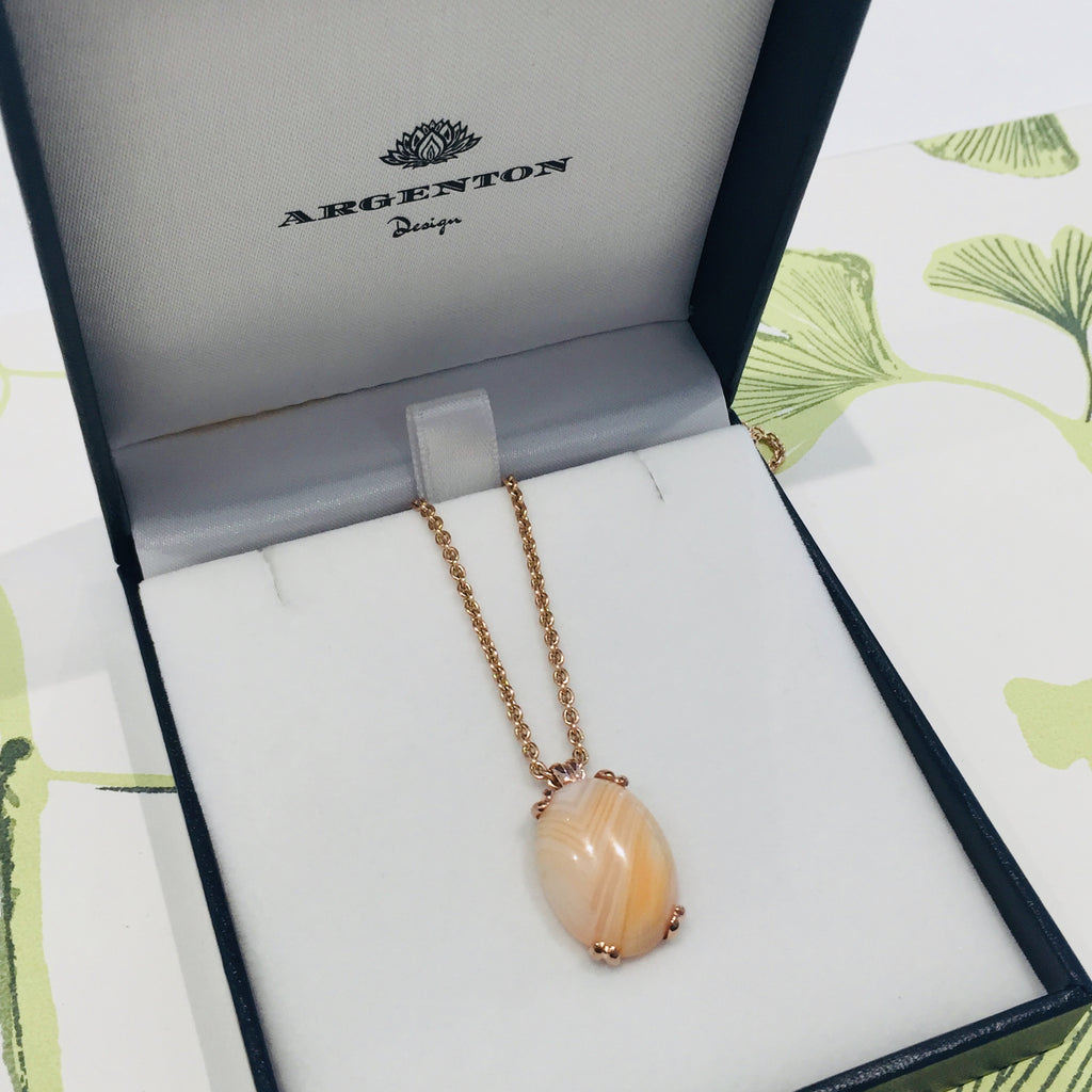 Rose Gold Banded Agate Era Pendant only