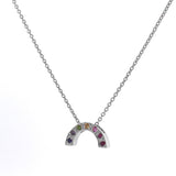 White Gold stone set Baby Rainbow Pendant or necklace