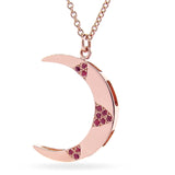 Rose Gold Ruby Large Moon Pendant