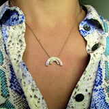 White Gold stone set Baby Rainbow Pendant or necklace