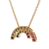 Yellow Gold stone set Baby Rainbow Pendant or necklace