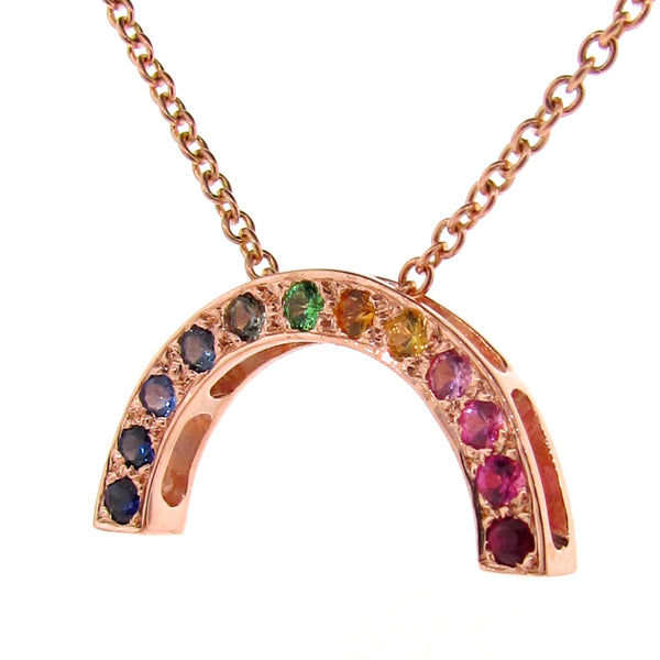 Rose Gold stone set Medium Rainbow Pendant or necklace
