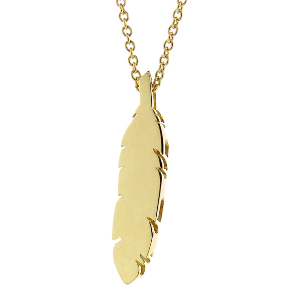 Yellow Gold Feather Pendant or necklace