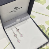 White Gold White Pink Sapphire Fluer De Lis  Earrings