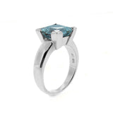 White Gold Blue Topaz Princess Cut Ring