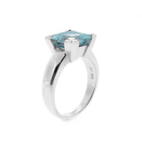 Sterling Silver Blue Topaz Princess Cut Ring