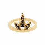 yellow gold black diamond small Lotus ring