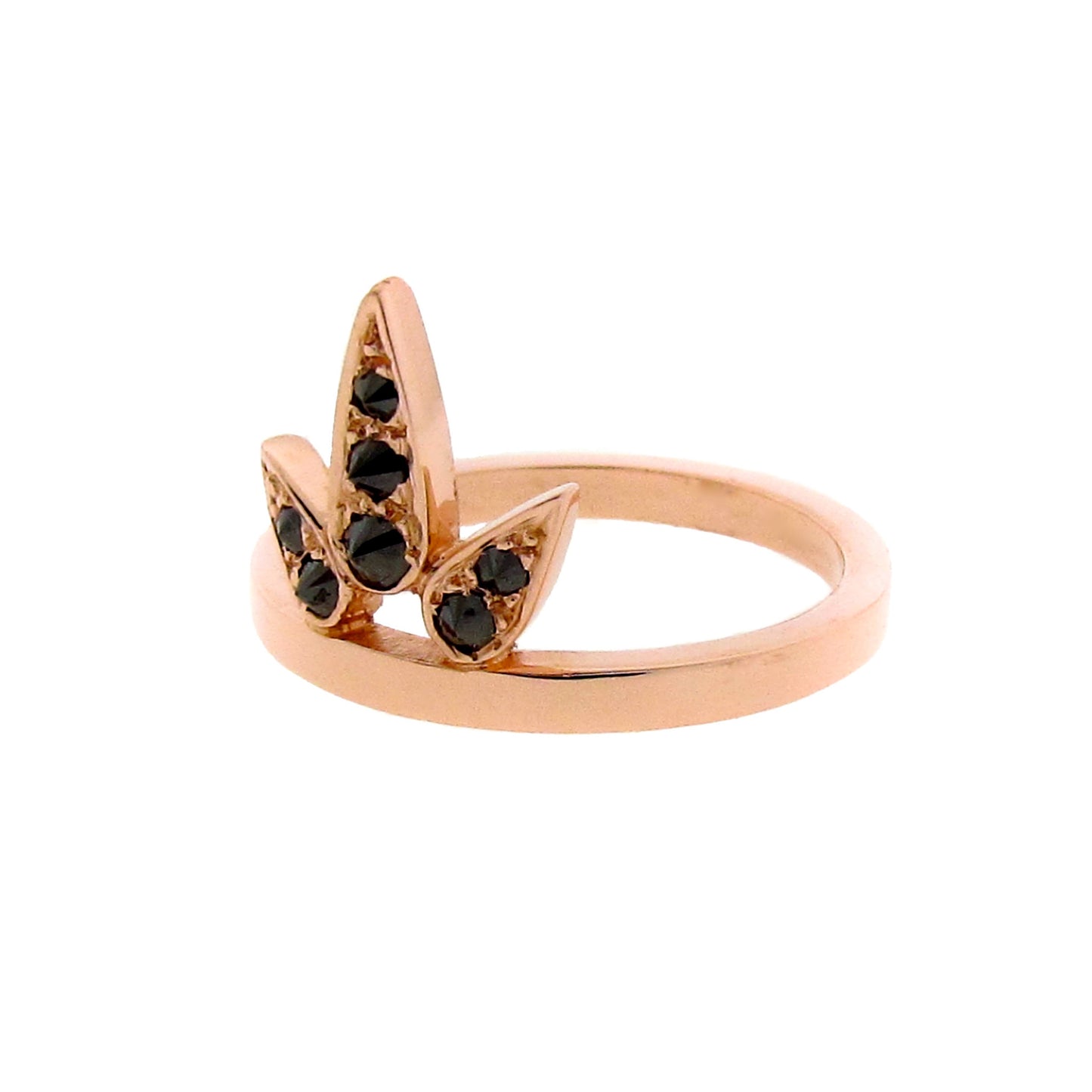 rose gold black spinel Lotus ring