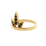 yellow gold black diamond small Lotus ring