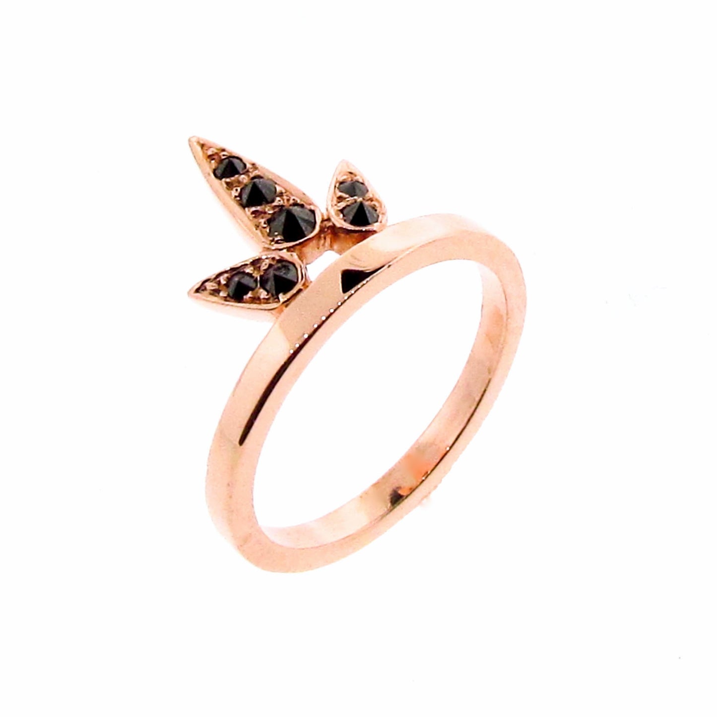rose gold black spinel Lotus ring
