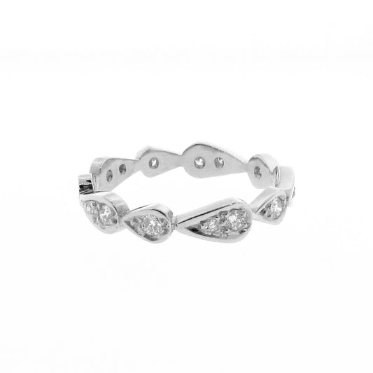 white gold diamond chasing droplets stackable band