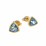 Yellow Gold Blue Topaz 'Trinity' Stud Earrings