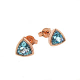Rose Gold Blue Topaz 'Trinity' Stud Earrings