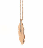 Rose Gold white Diamond Feather Pendant