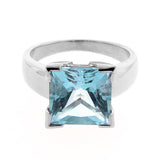 Sterling Silver Blue Topaz Princess Cut Ring