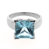 White Gold Blue Topaz Princess Cut Ring