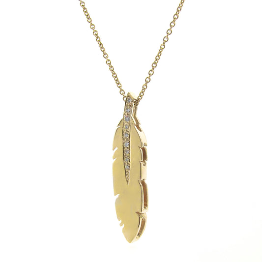 Yellow Gold white Diamond Feather