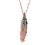 Rose Gold Turquoise Feather Pendant