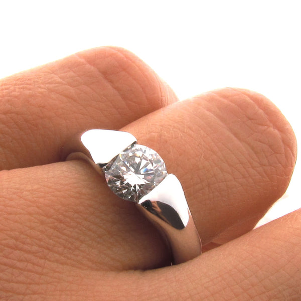 18ct White Gold Diamond Comfort Engagement Ring