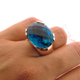 Rose Gold  London Blue Topaz Crown Cocktail Ring