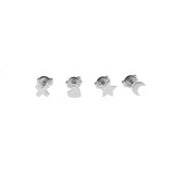 white gold mini- moon, star, heart or kiss stud