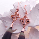 Rose Gold Rainbow Jasper 4 Leaf Clover Earrings