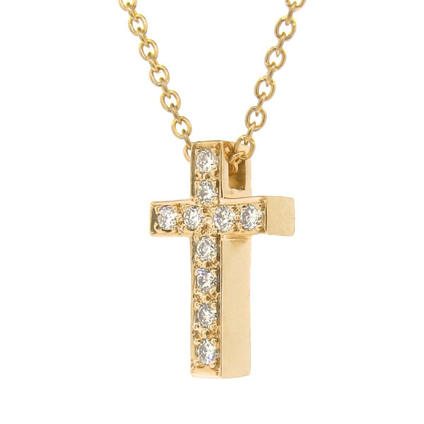 Yellow Gold Diamond Medium Cross Pendant