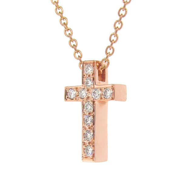 Rose Gold Diamond Medium Cross Pendant
