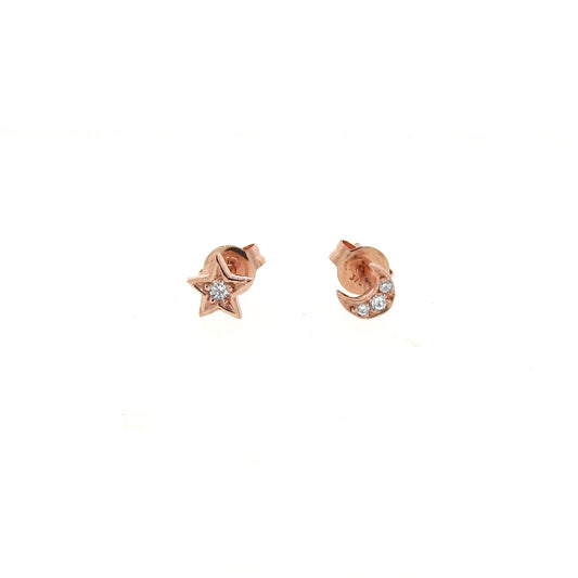 rose gold diamond mini - moon or star stud