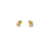 yellow gold diamond mini - moon or star stud